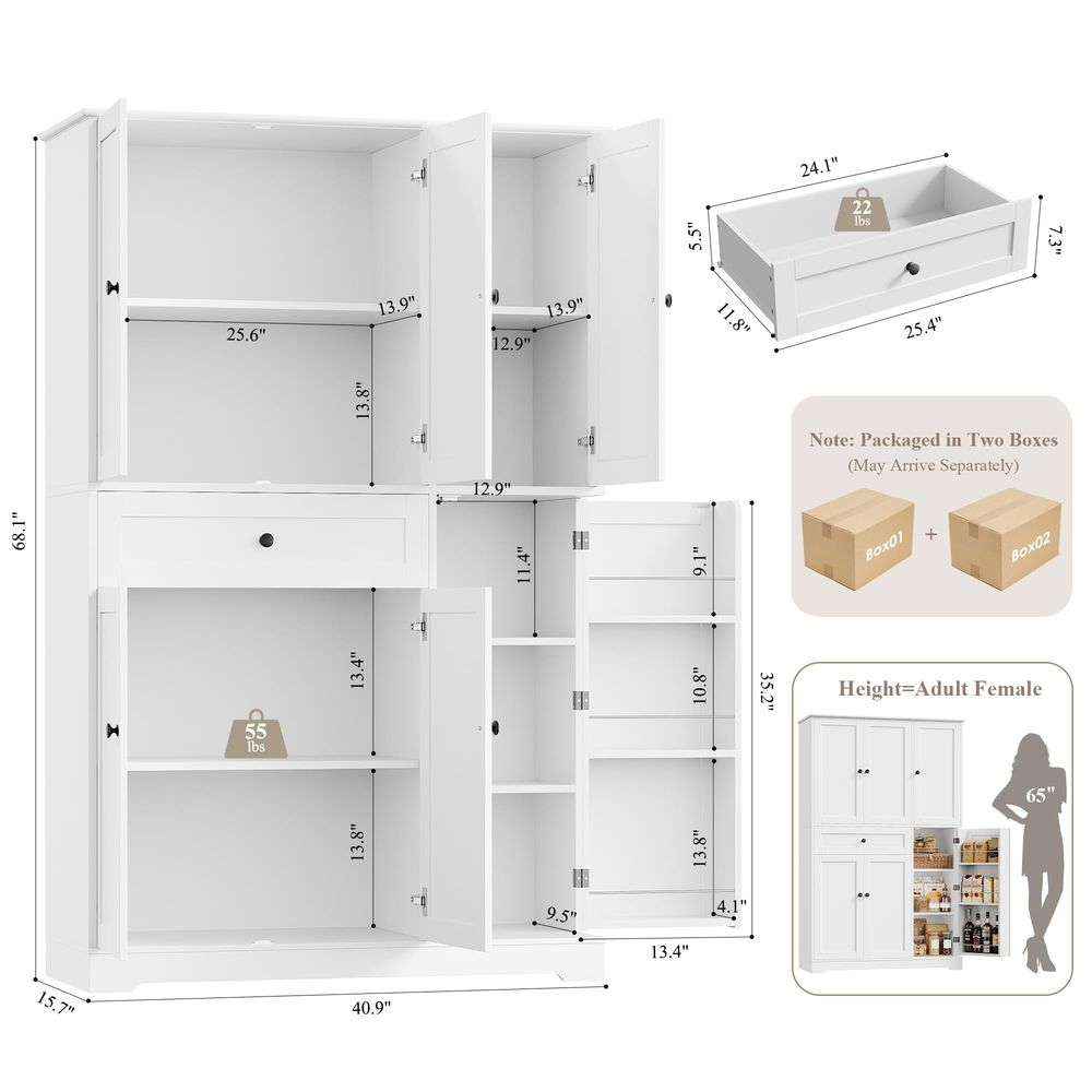 68 Tall Kitchen Pantry Storage - Food Storage In Cabinets recension och pris