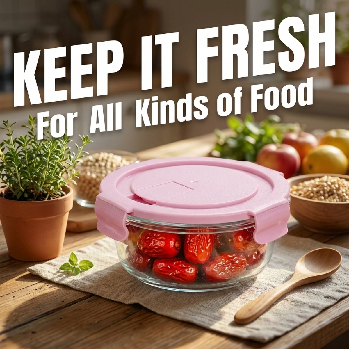Pink Cartoon Sushi Round Glass - Food Storage With Lock recension och pris