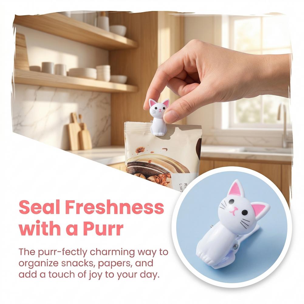 Cute Cat Shaped Bag Clips Reus - Food Storage Reusable Bags recension och pris