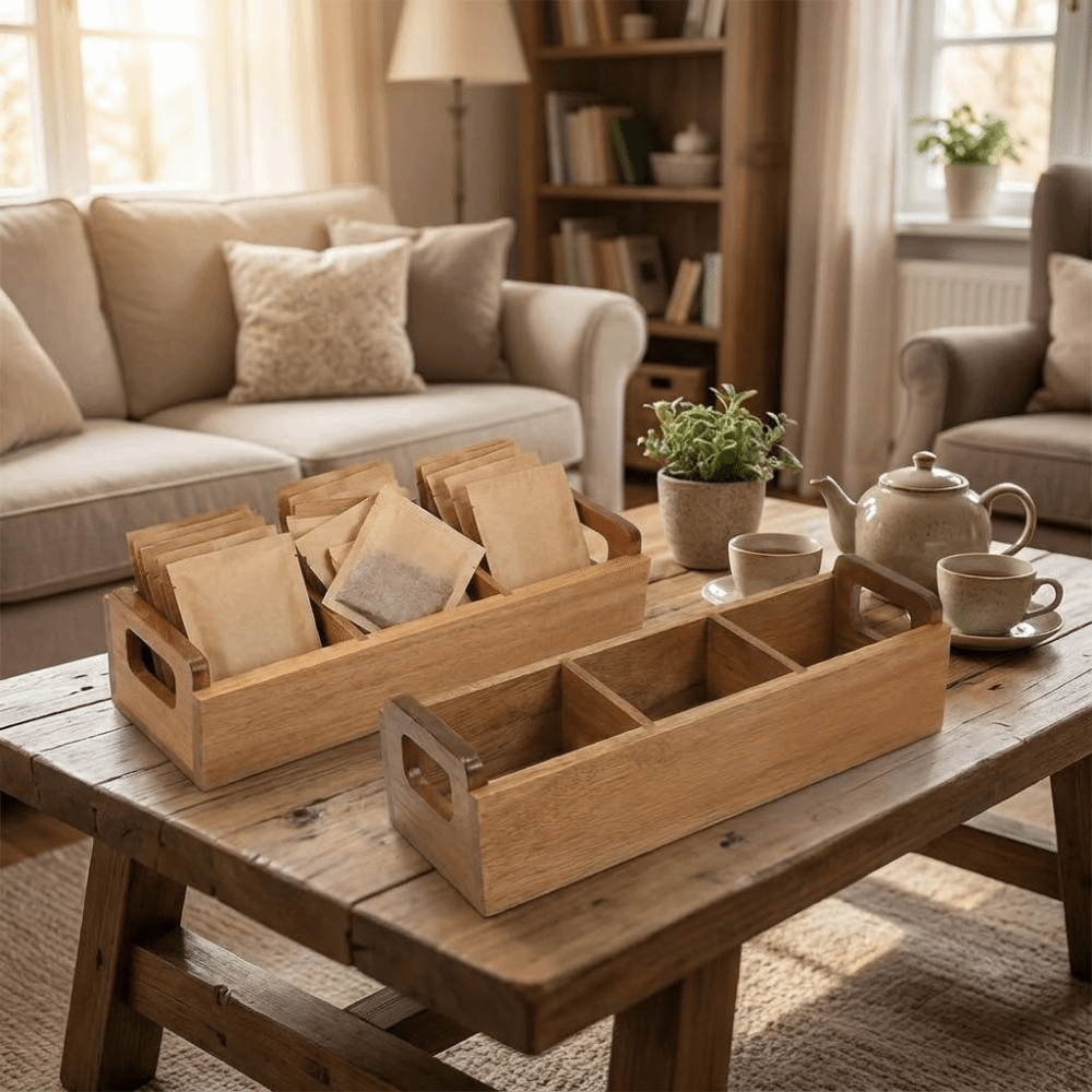 Wooden Tea Bag Storage Box 3 S - Food Storage Reusable Bags recension och pris