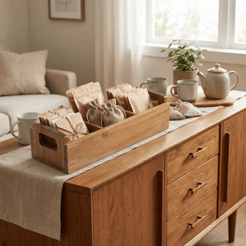Wooden Tea Bag Storage Box 3 S - Food Storage Reusable Bags recension och pris