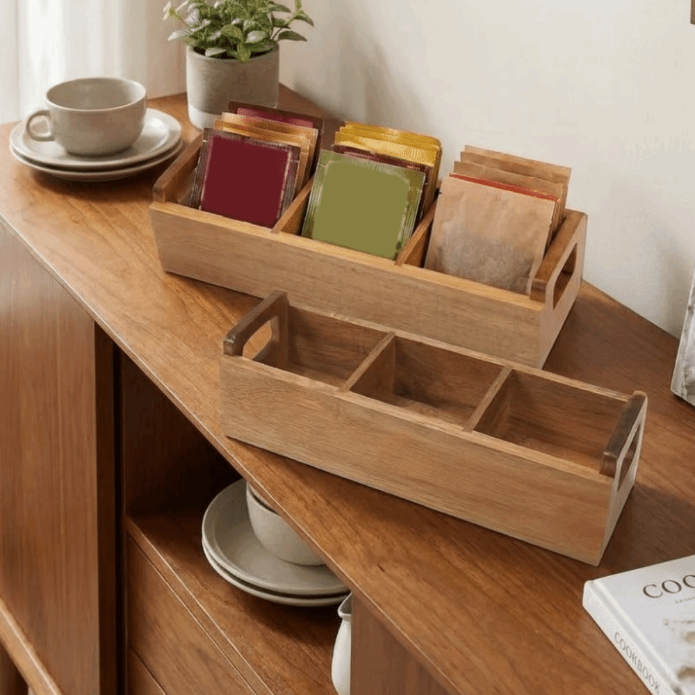 Wooden Tea Bag Storage Box 3 S - Food Storage Reusable Bags recension och pris