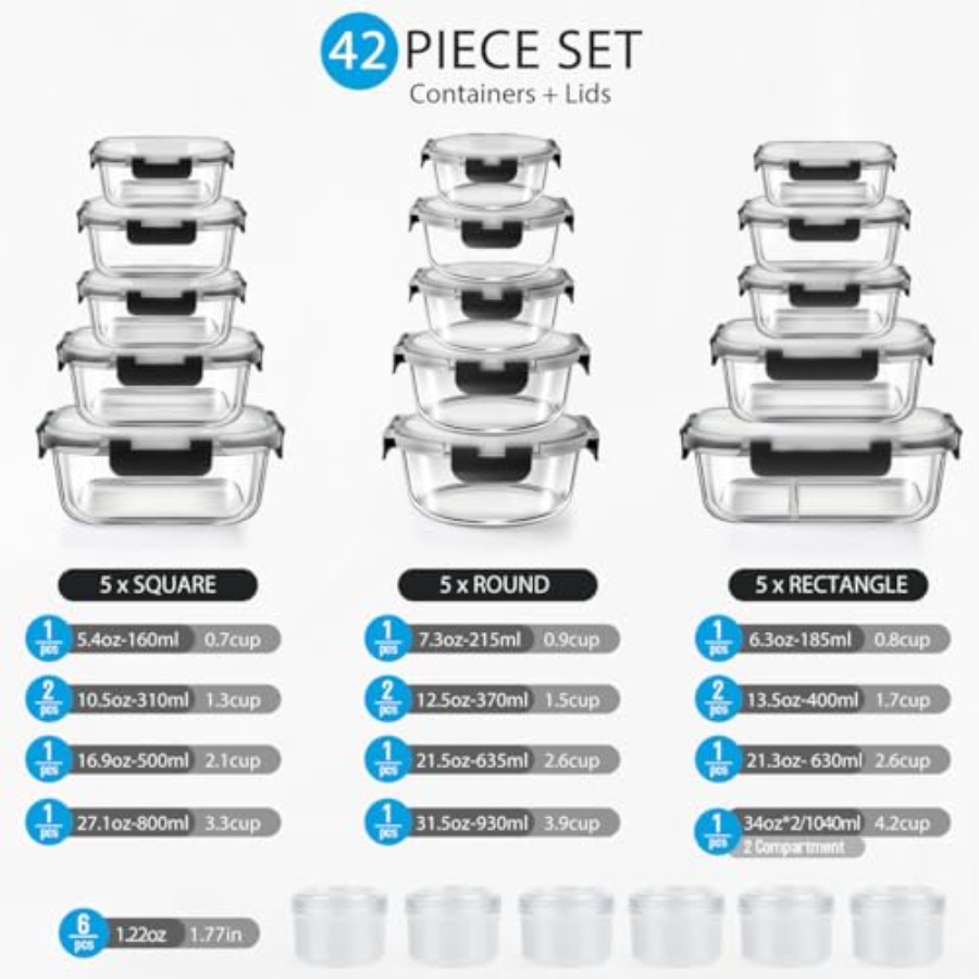 42pcs Glass Food Storage Conta - Food Storage Lidl recension och pris