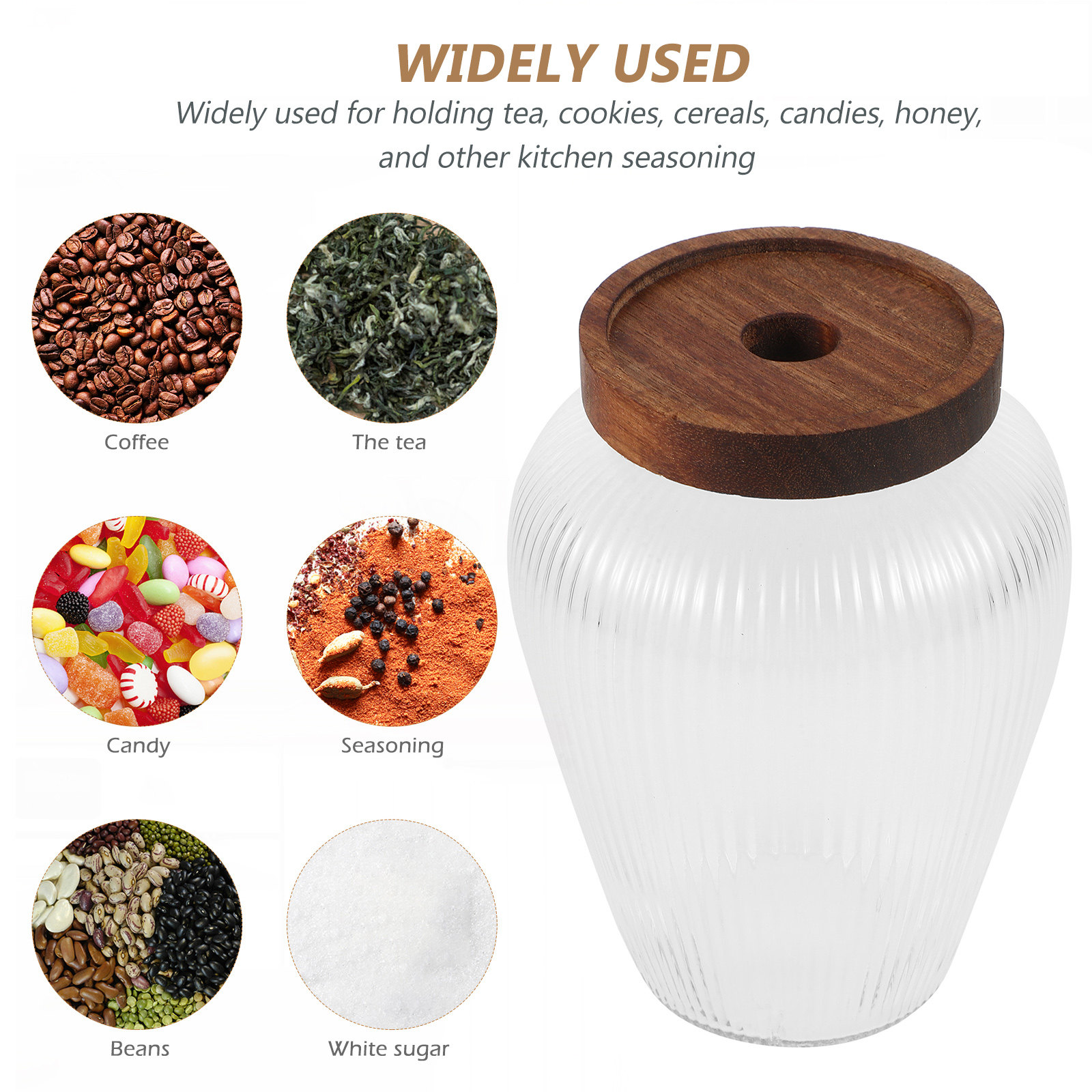 Glass Tea Canister Wooden Lid  - Airtight Cereal Jar recension och pris