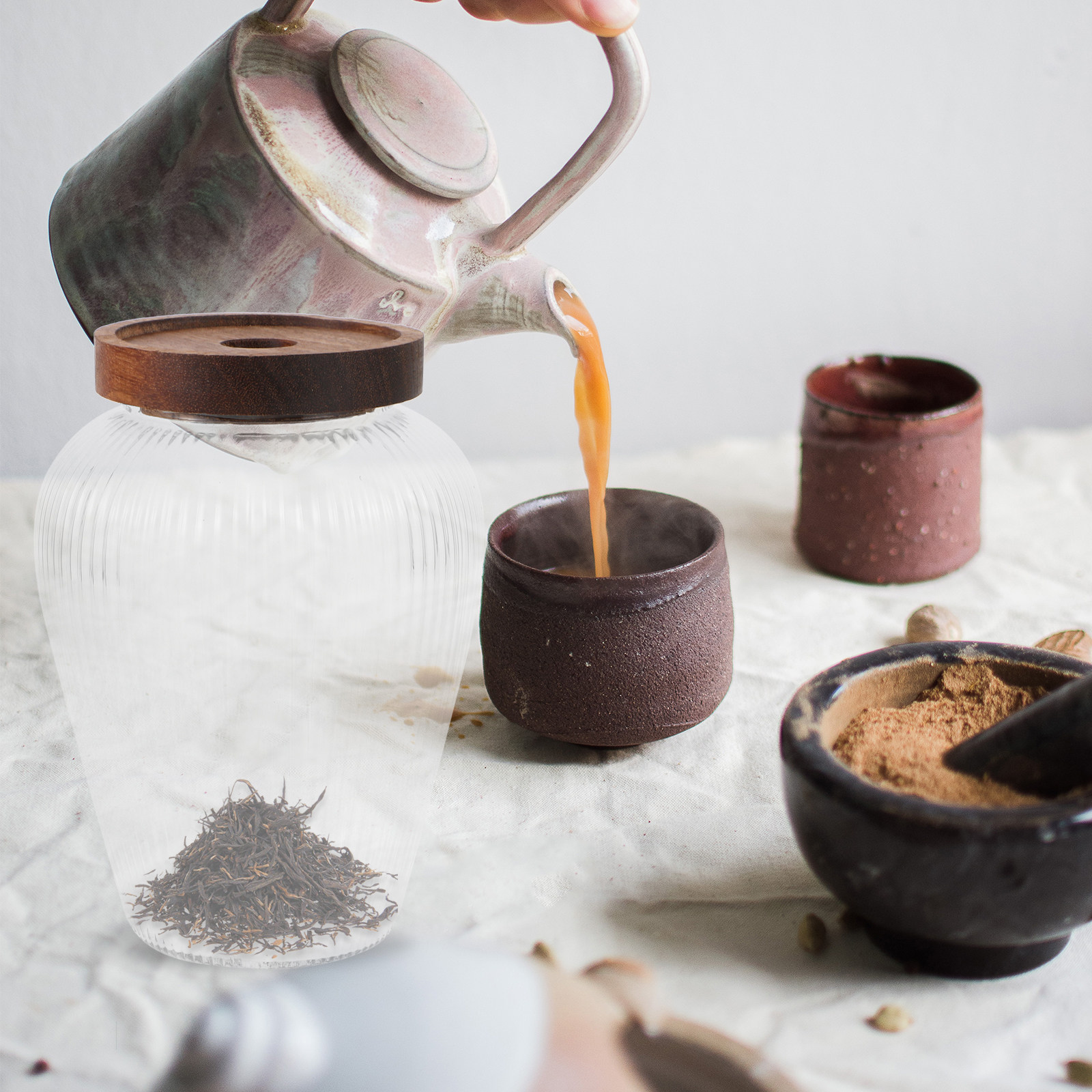 Glass Tea Canister Wooden Lid  - Airtight Cereal Jar recension och pris