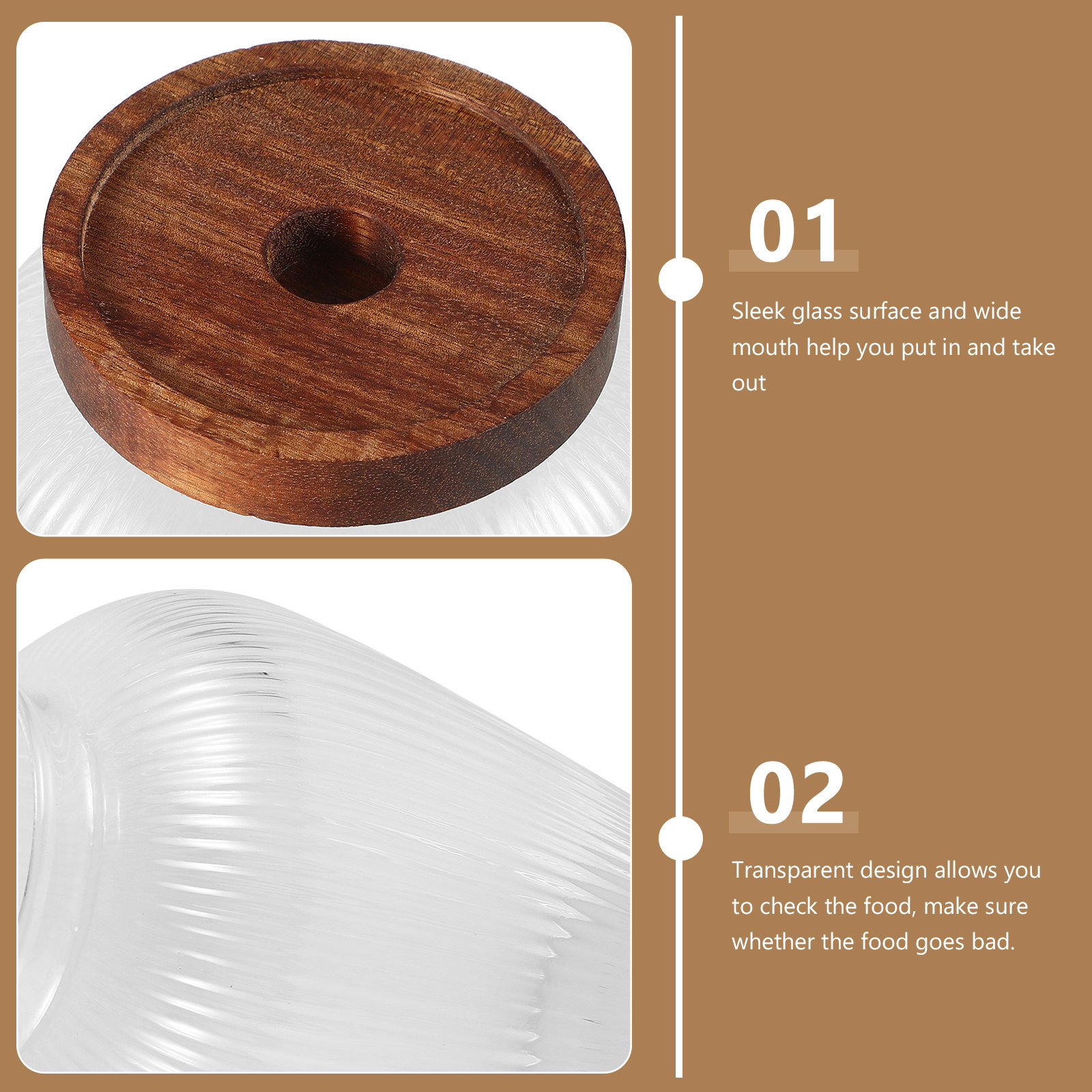 Glass Tea Canister Wooden Lid  - Airtight Cereal Jar recension och pris